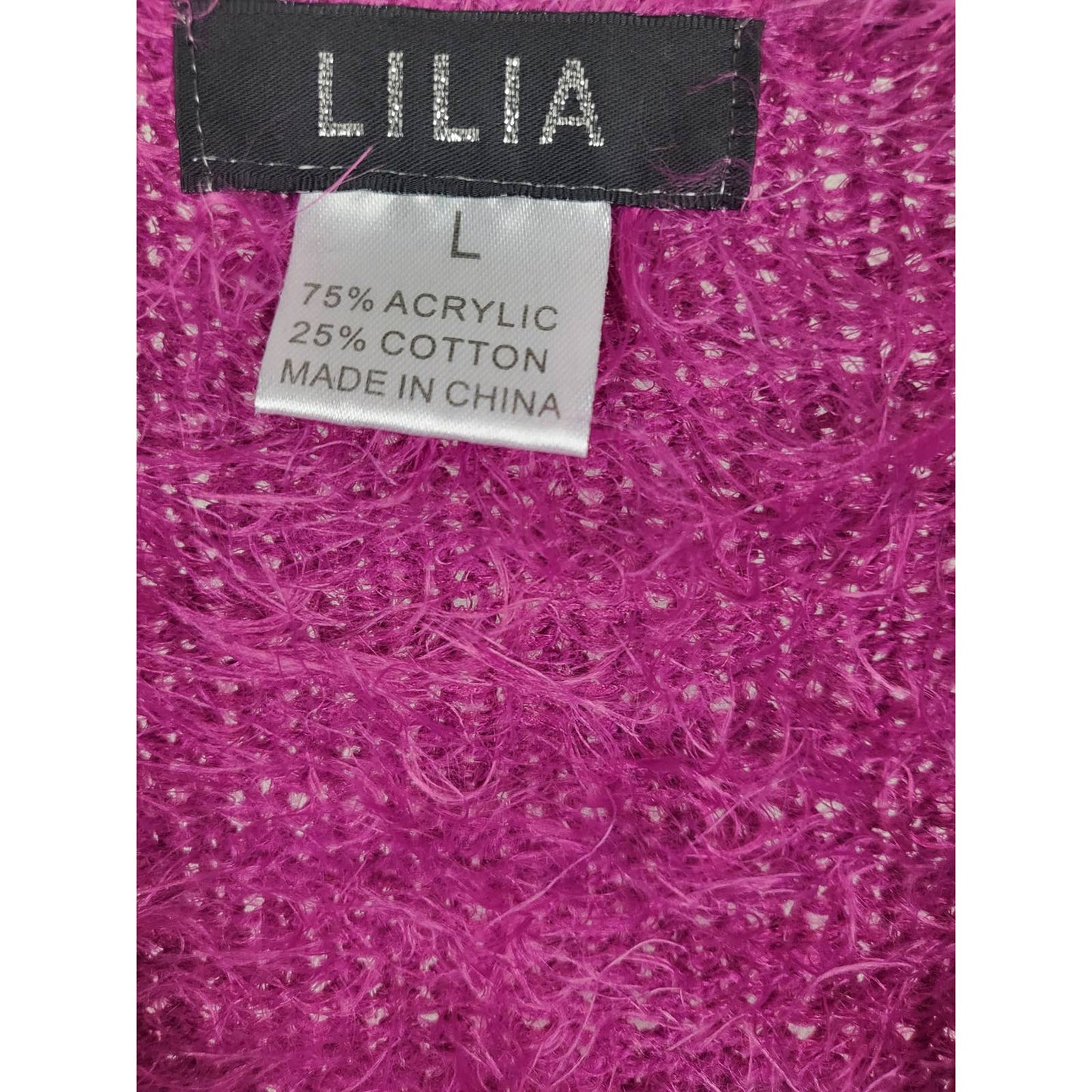 Fluffy Hot Pink Cardigan | Size Large