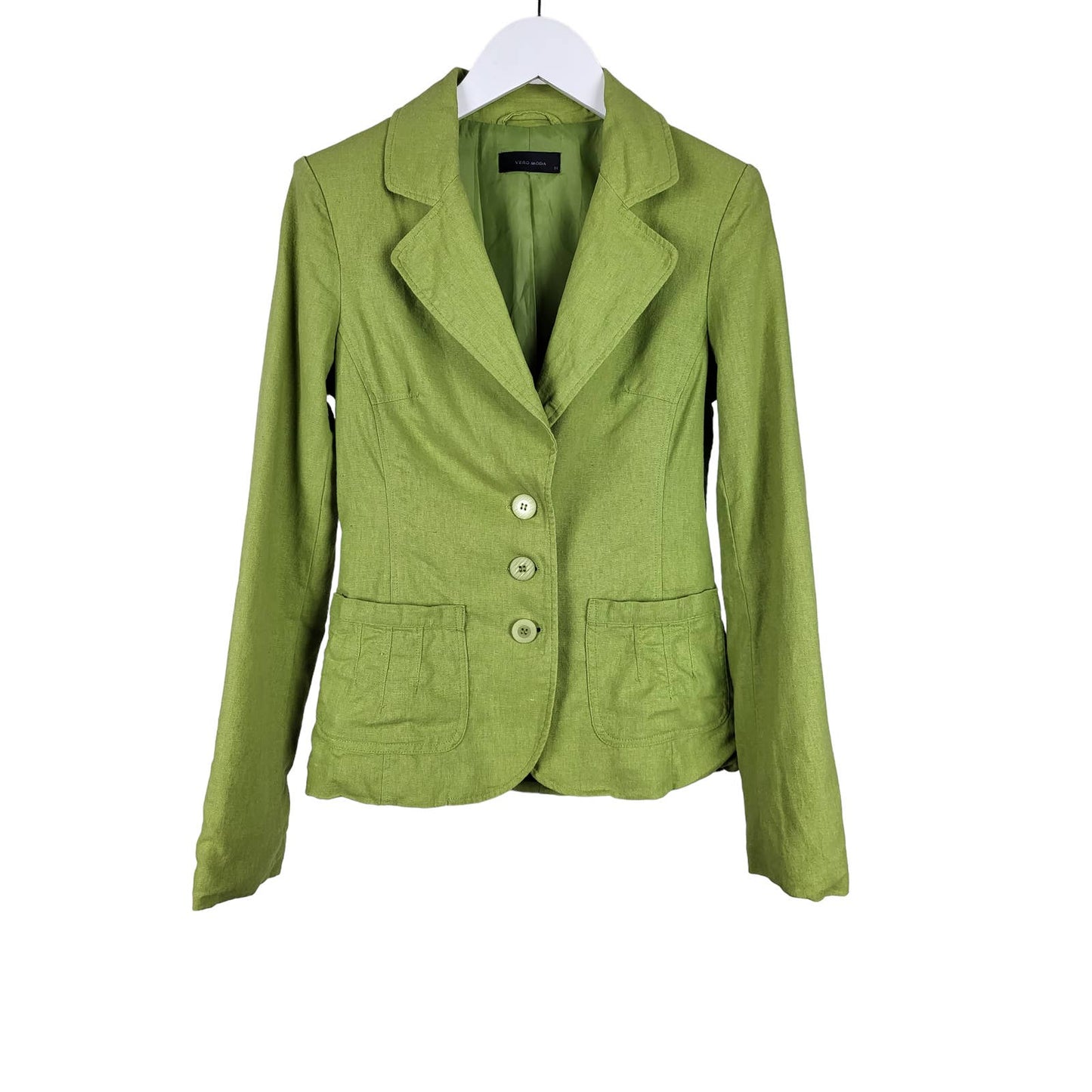 Lime Green Linen Blend Blazer | Size 34 (6)