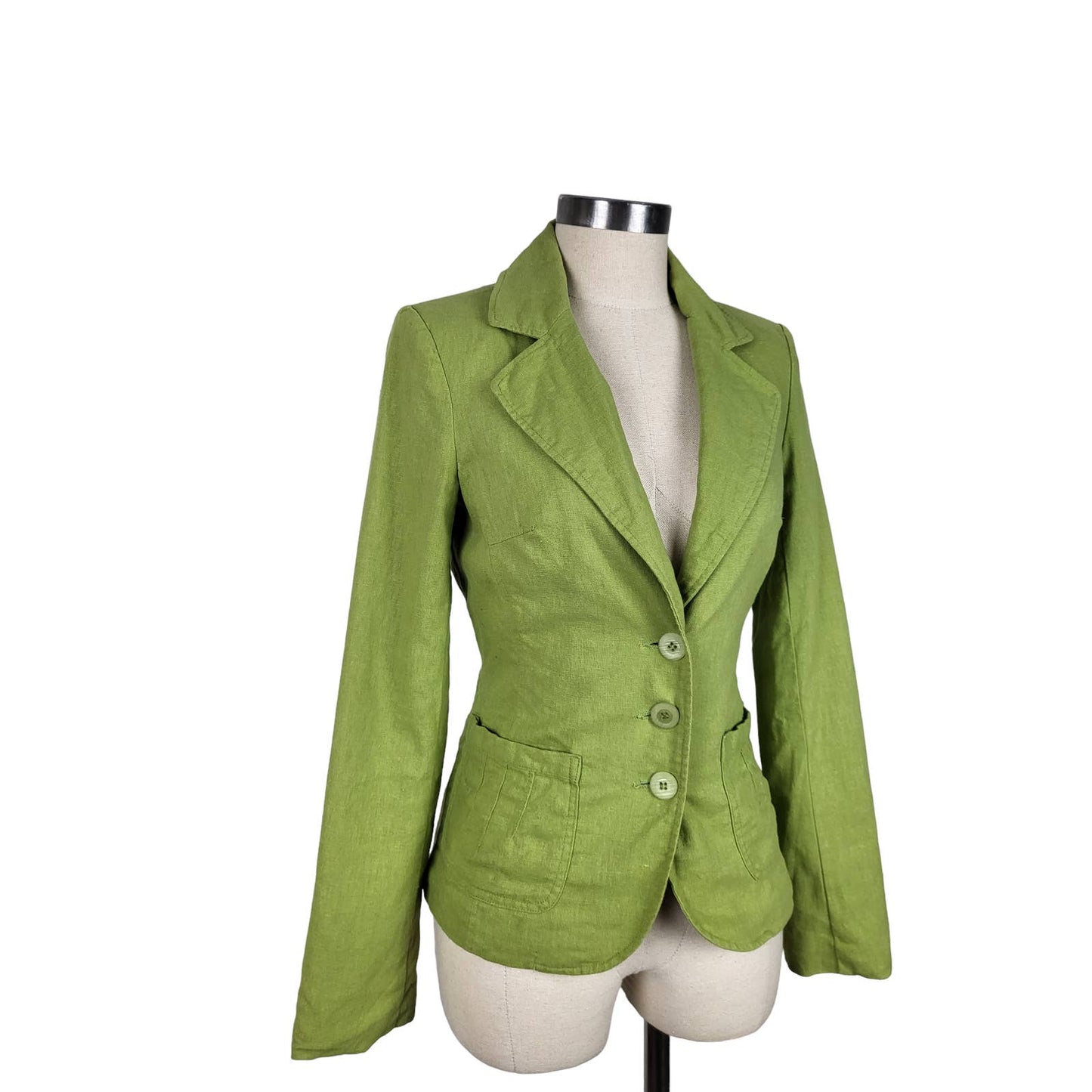 Lime Green Linen Blend Blazer | Size 34 (6)