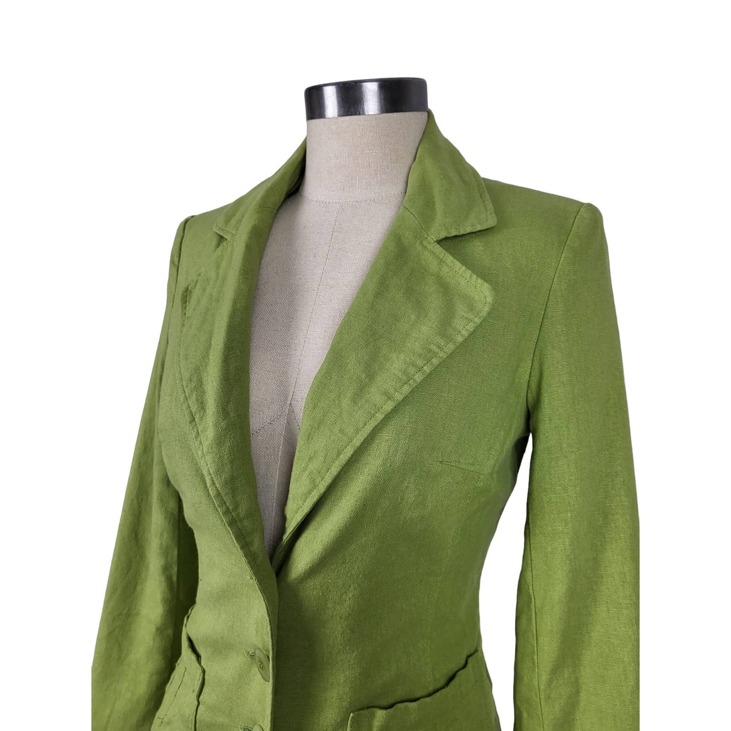 Lime Green Linen Blend Blazer | Size 34 (6)