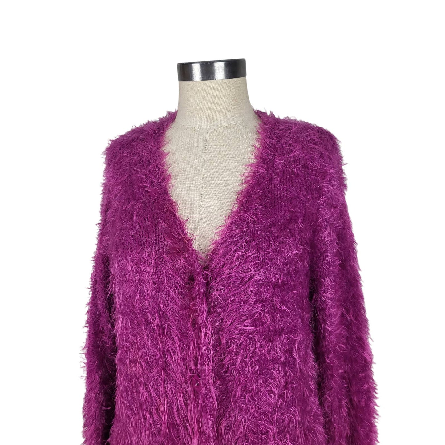 Fluffy Hot Pink Cardigan | Size Large