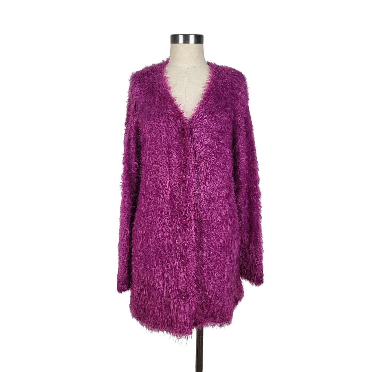 Fluffy Hot Pink Cardigan | Size Large