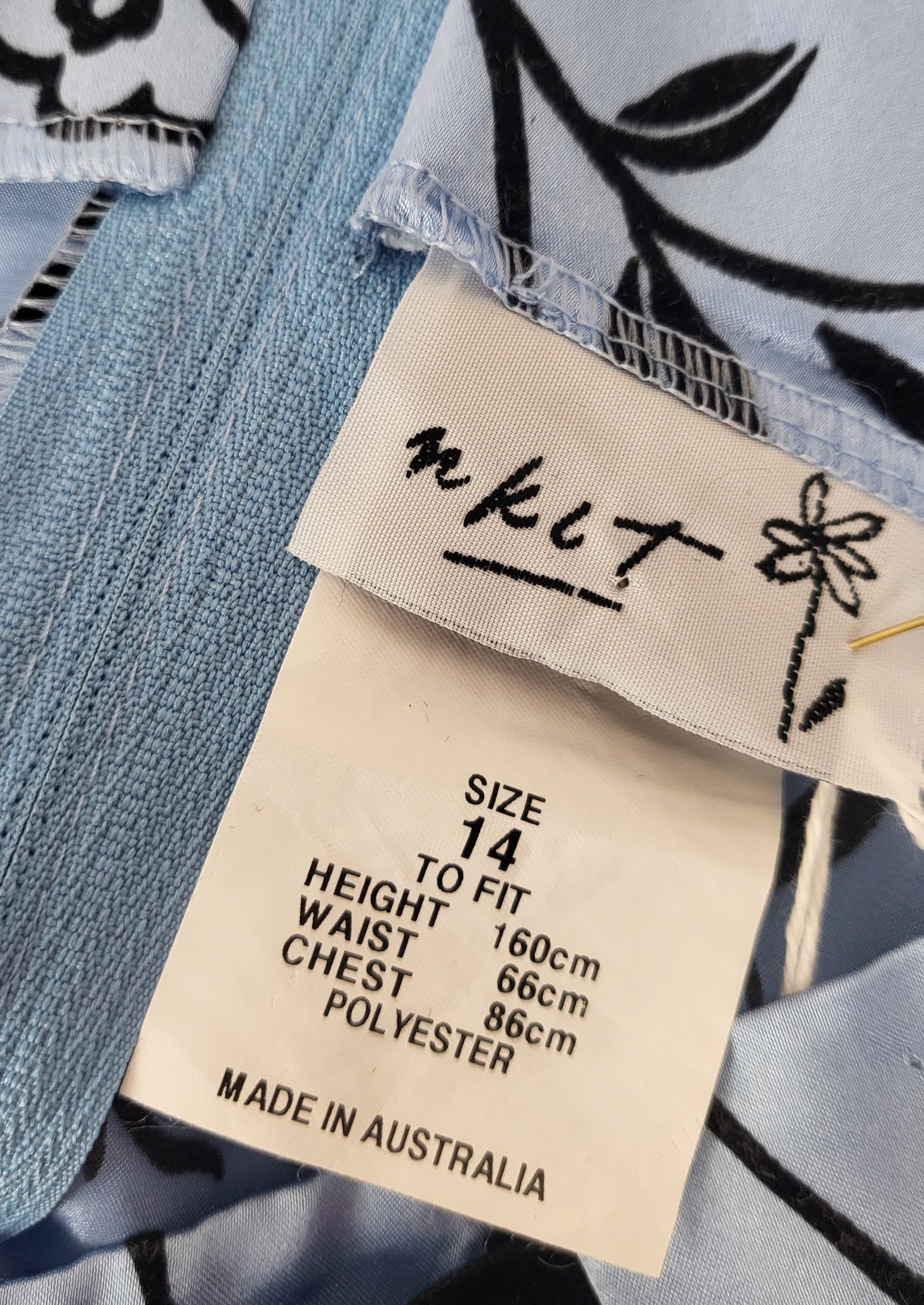 Garment label, 90's Baby Blue Mini Skirt - Velvet Bow | Made in Australia