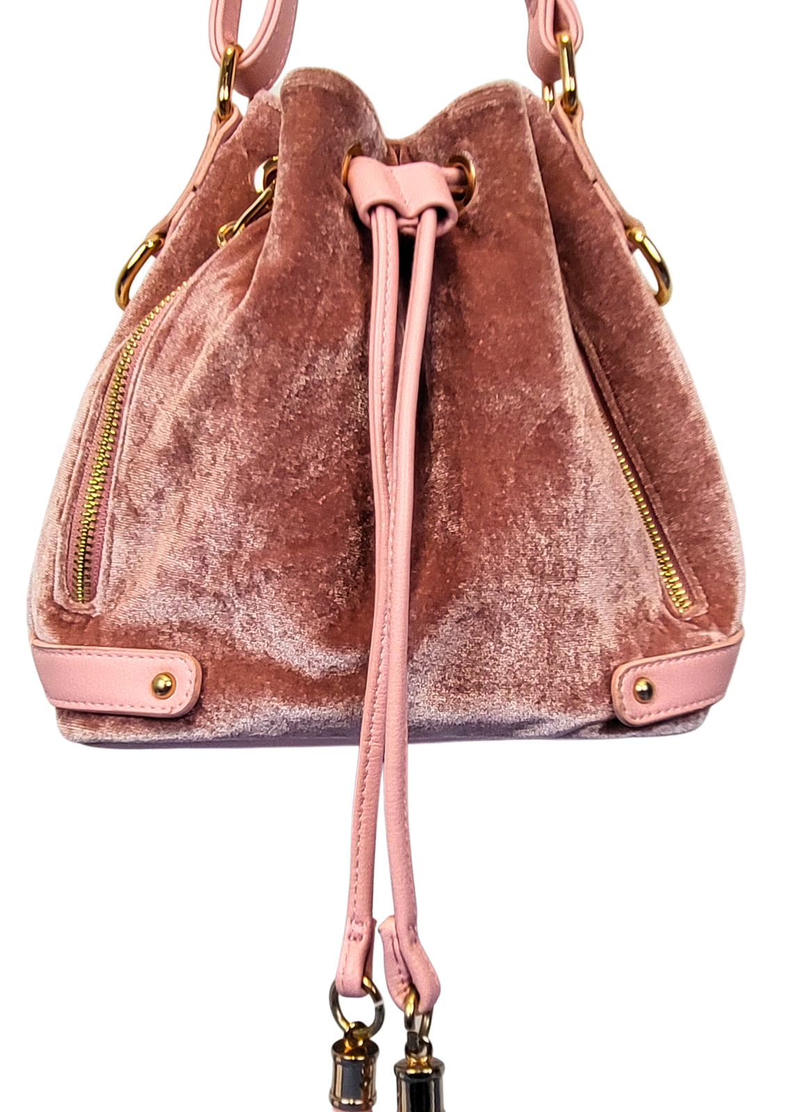 Pink Velvet Bucket Bag