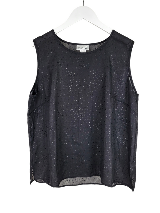 Black Sheer Glitter Top, front hanging