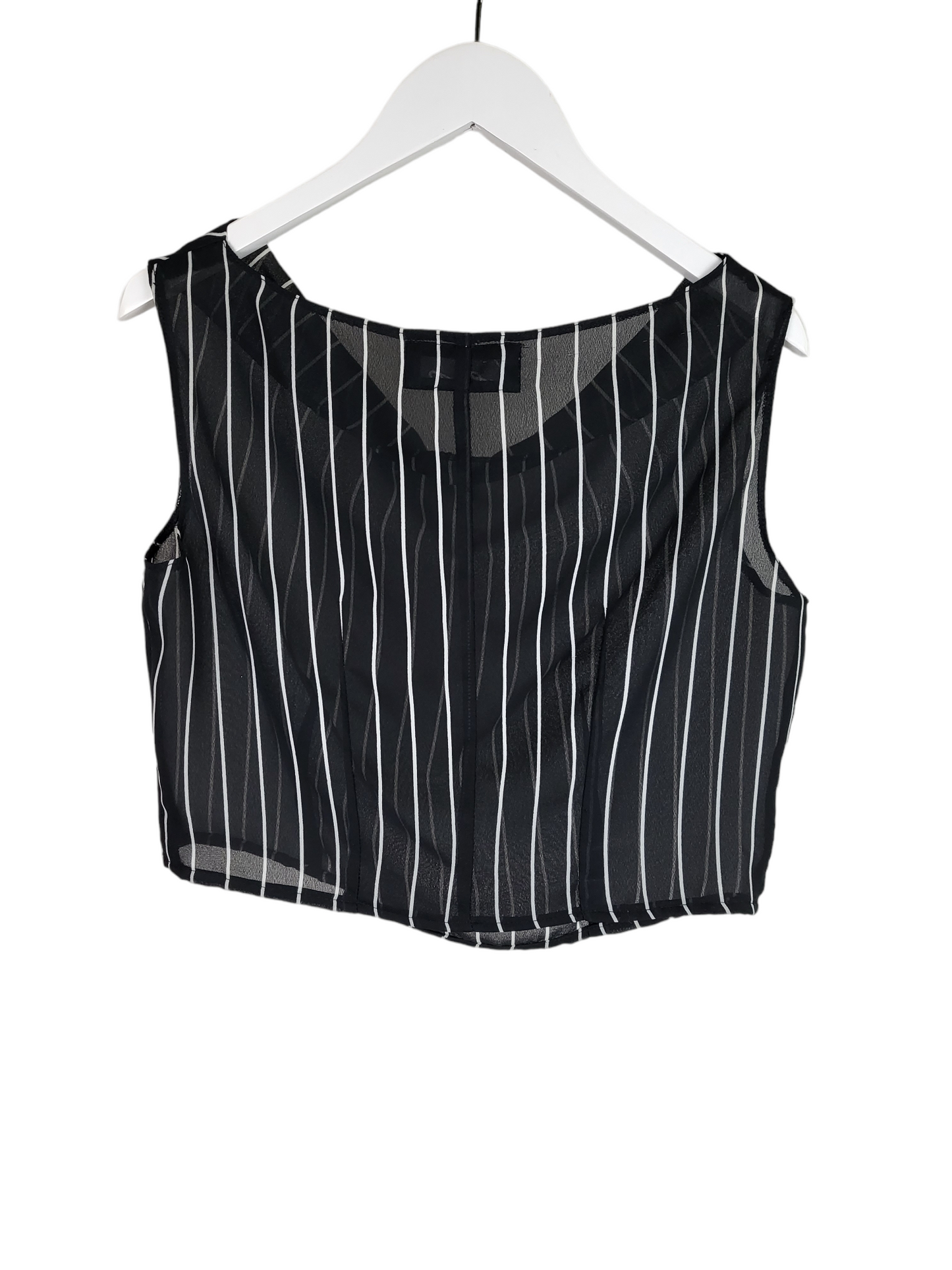 Chiffon Draped Stripe Crop, back