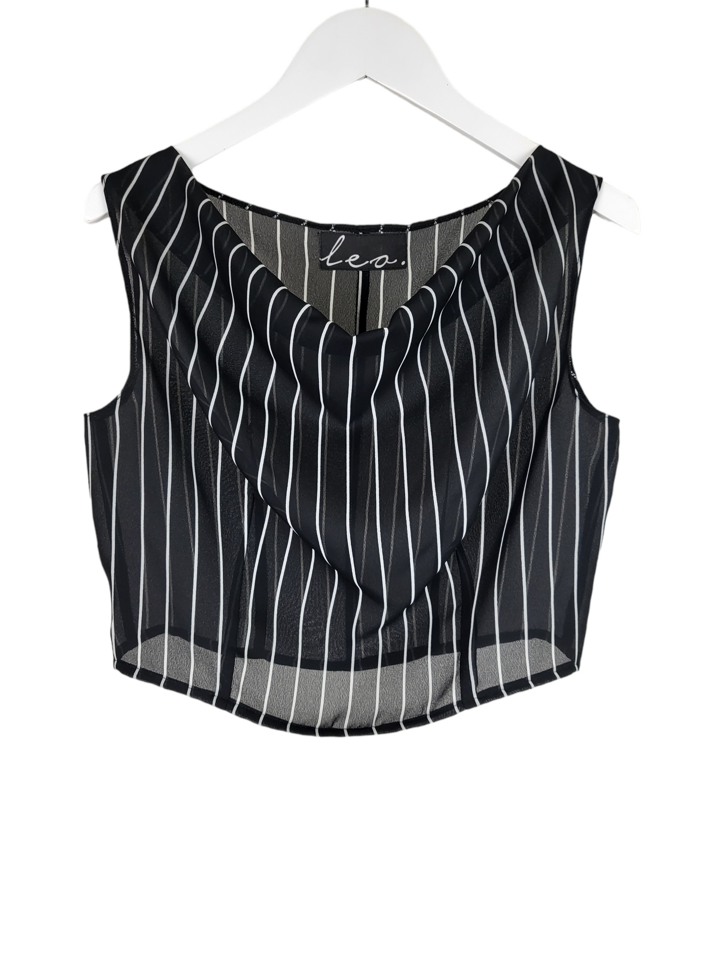 Chiffon Draped Stripe Crop, front hanging