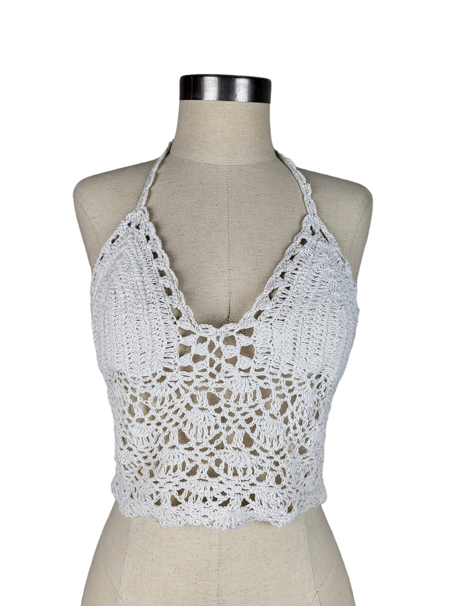 Crochet Tie Back Halter Top, front