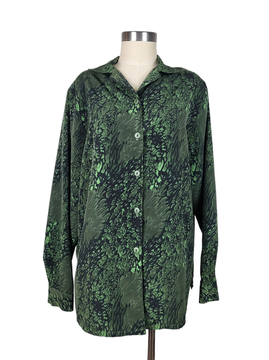 Emerald Snakeprint Button Up Shirt, front