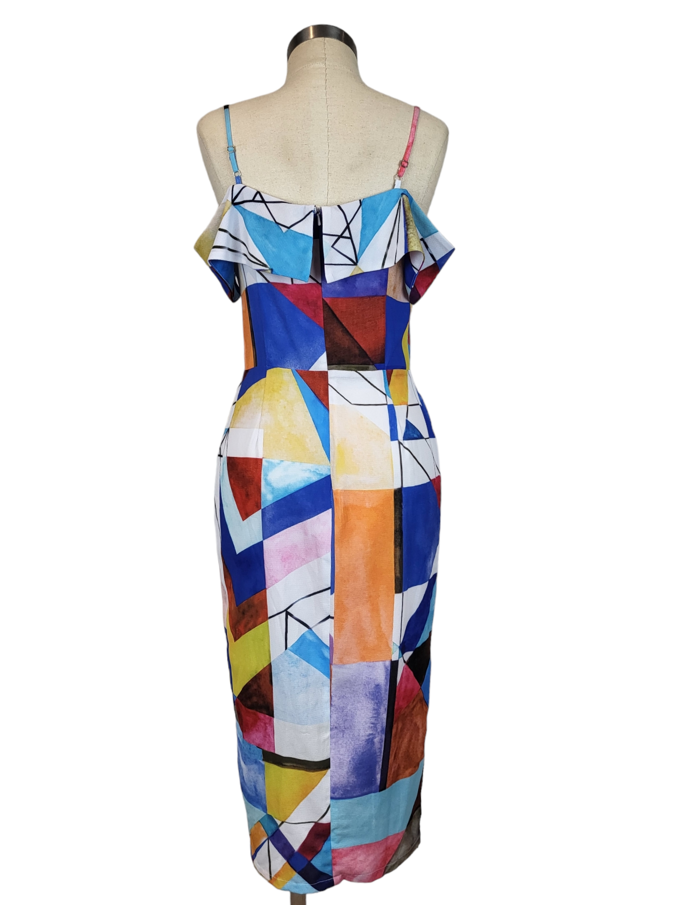 Geometric Print Midi Dress | Size 8