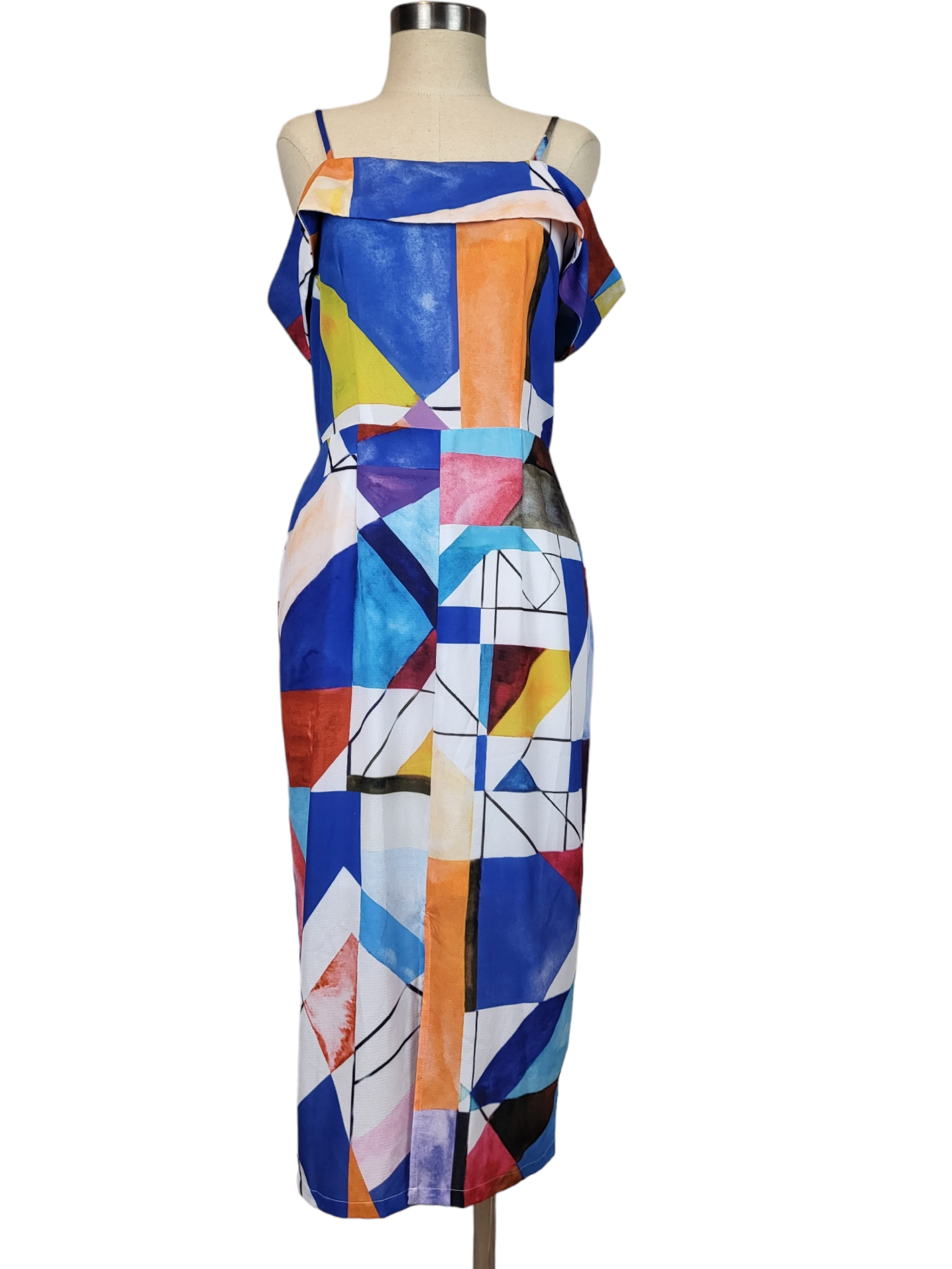 Geometric Print Midi Dress | Size 8