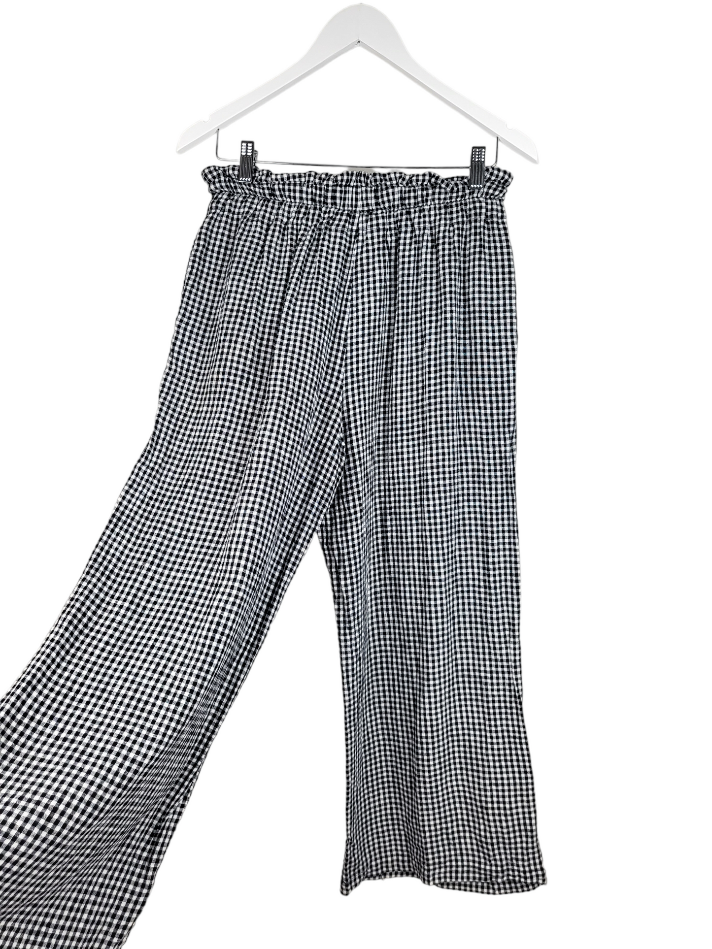 Gingham Elastic Wide Leg Pant, back