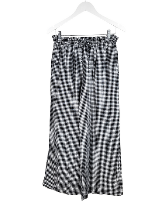 Gingham Elastic Wide Leg Pant, front