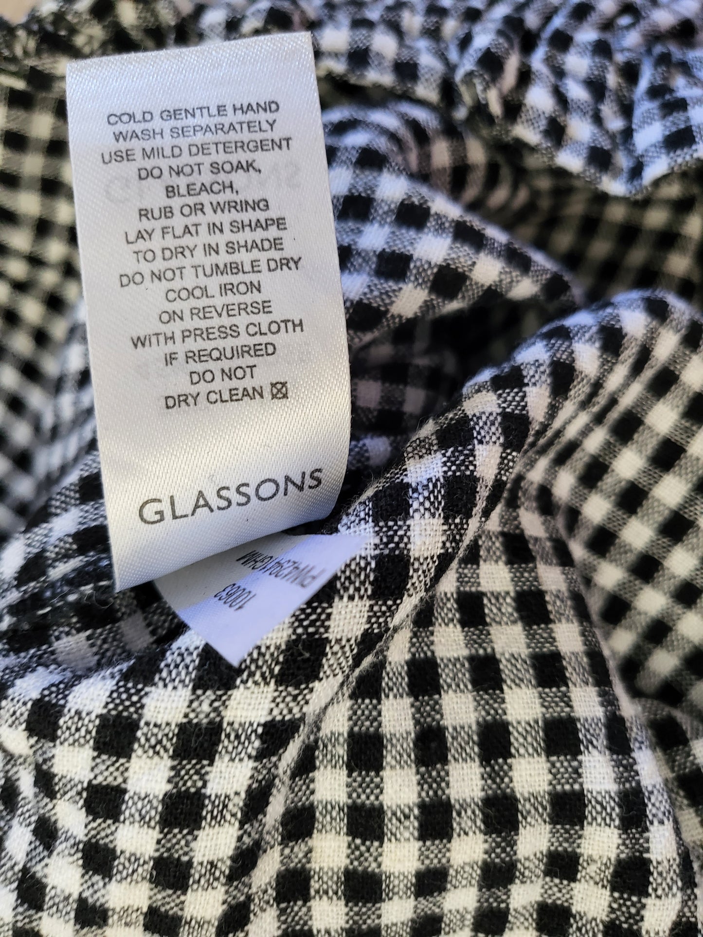 Gingham Elastic Wide Leg Pant, care instructions