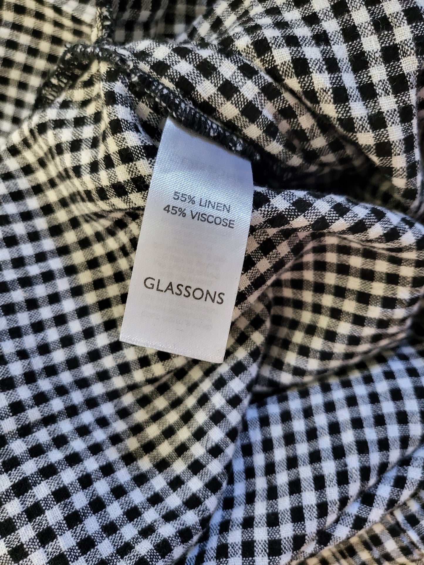 Gingham Elastic Wide Leg Pant, garment tag