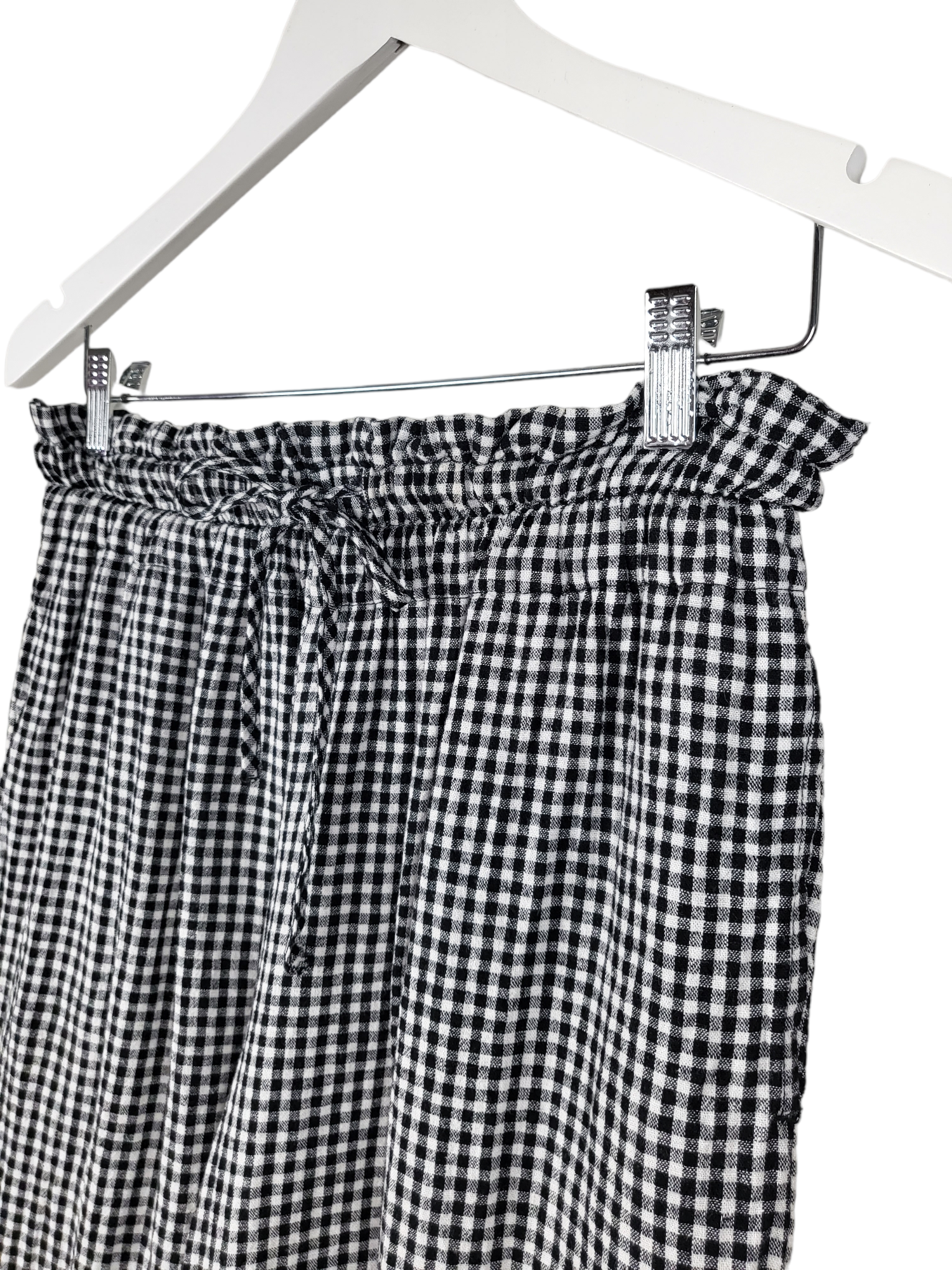 Gingham Elastic Wide Leg Pant, waist