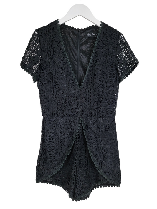 Lace Deep V Playsuit, front hanging