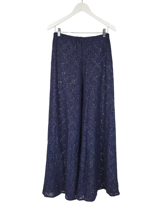 Lace Navy Glitter Wide Leg Pant | Size Small