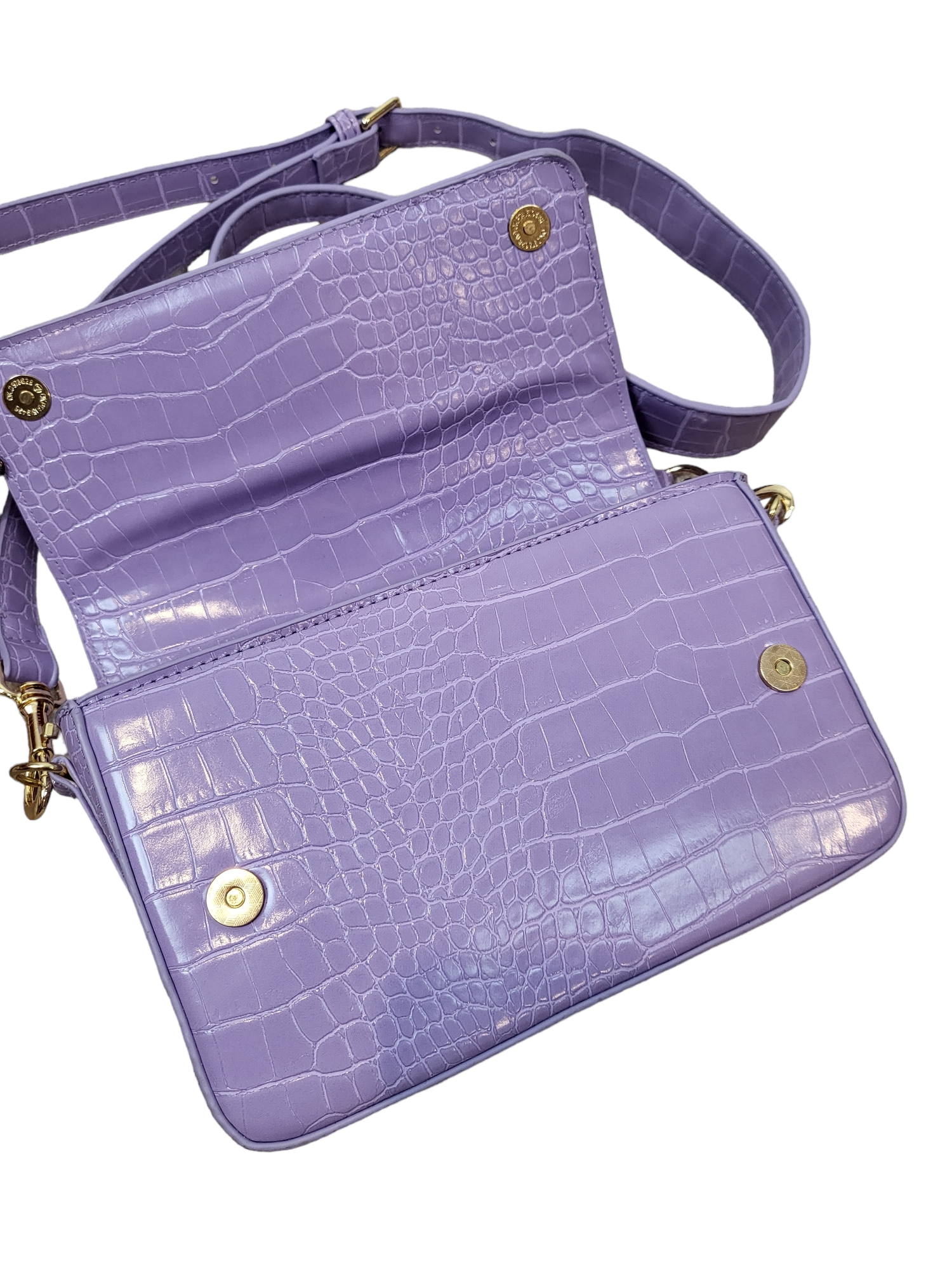 Lavender Fold Shoulder Bag, open