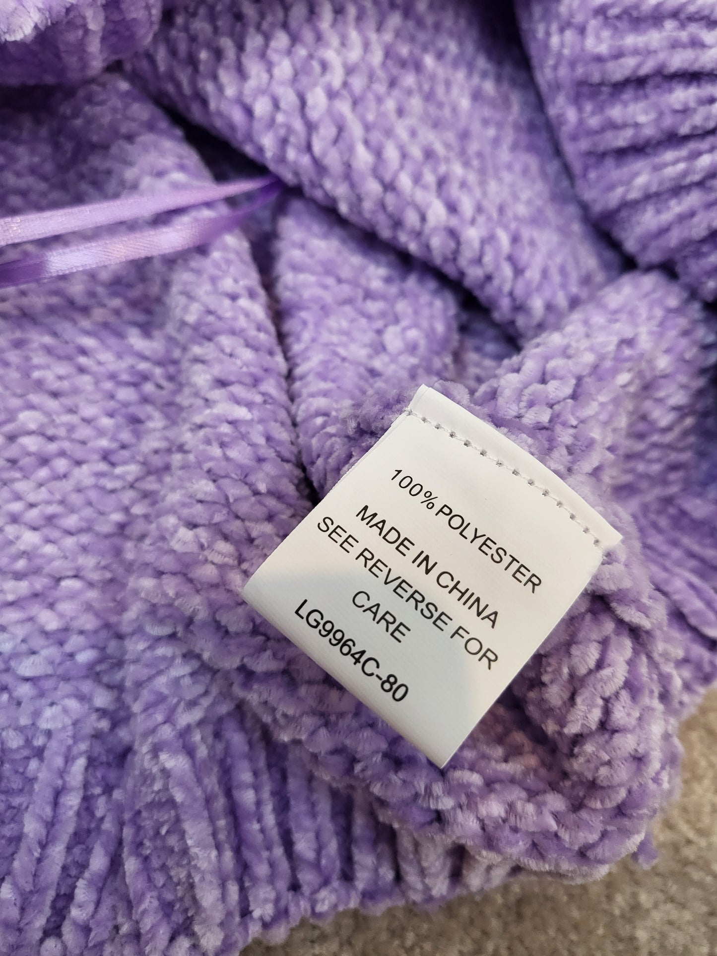 Lavender Knit crop, care label