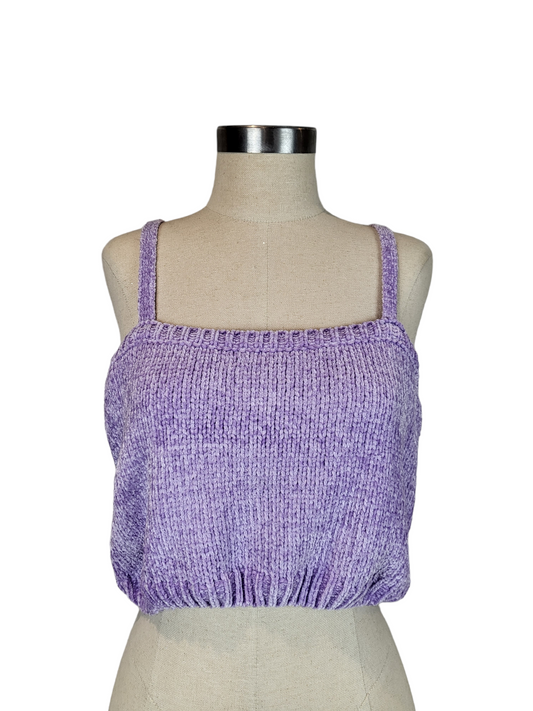 Lavender Knit crop, front