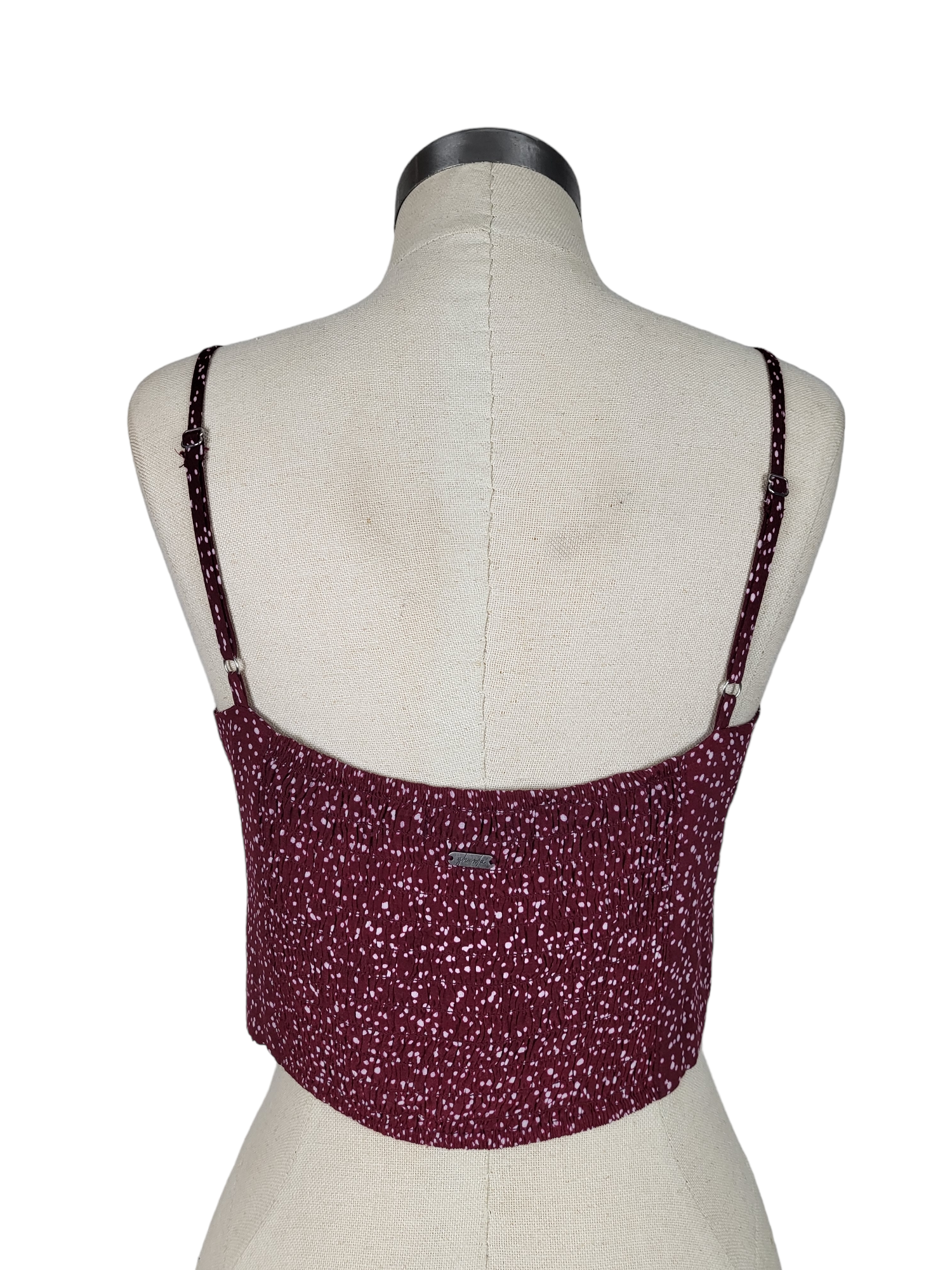 Maroon Spot Tie Crop, back