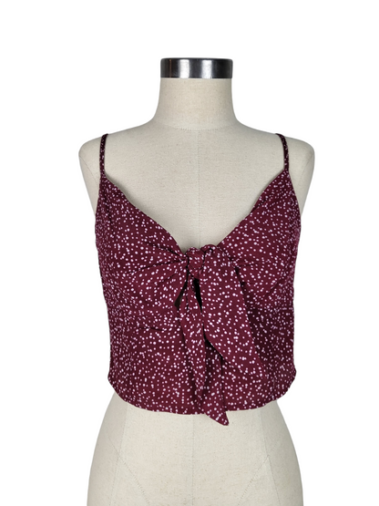 Maroon Spot Tie Crop, front