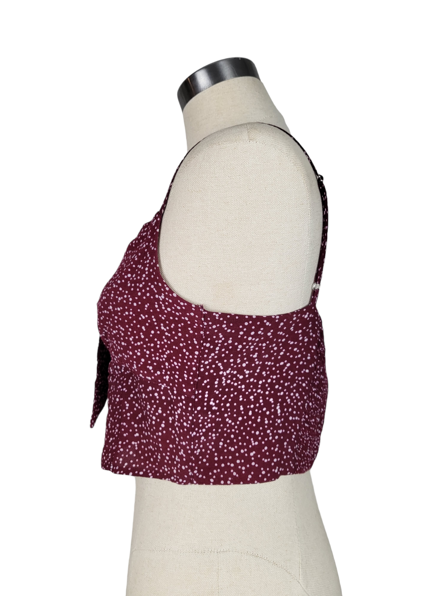 Maroon Spot Tie Crop, side