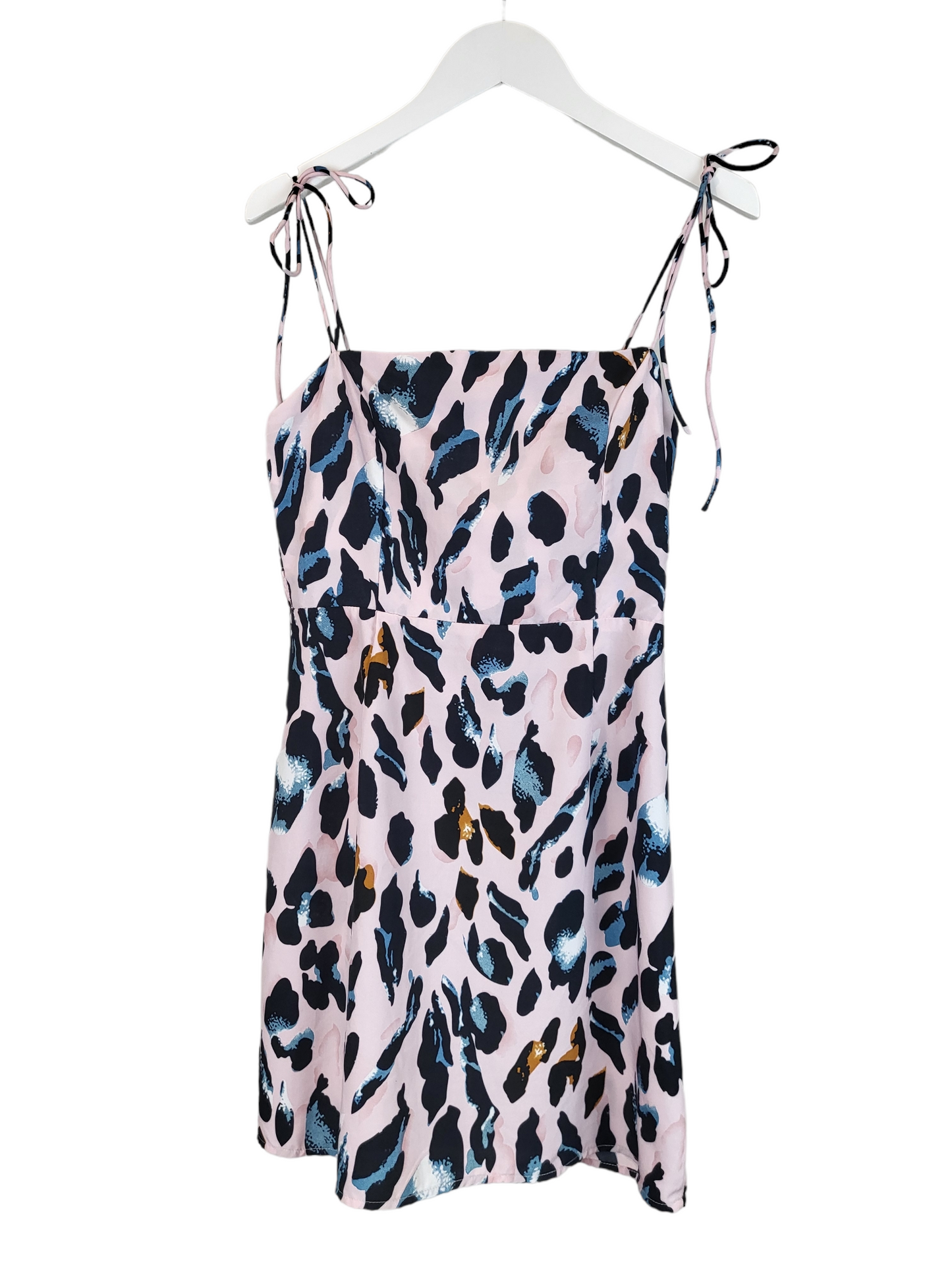 Multi Leopard Mini Dress with Tie Straps | Size 10