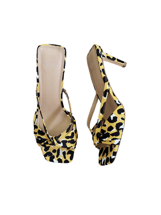 Mustard Leopard Square Heel Strappy Mule | Size 7/38