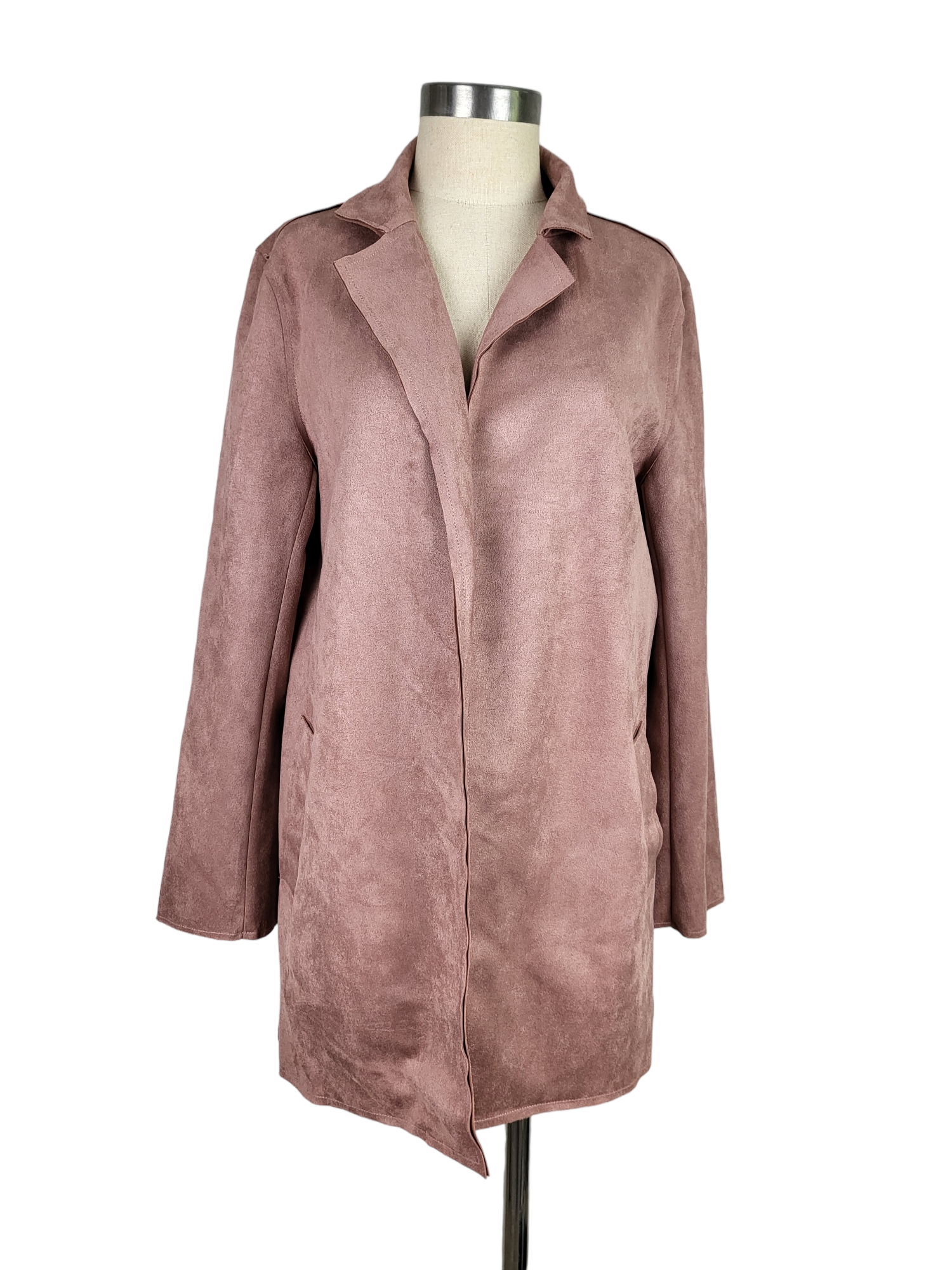 Pink Suede Look Coat, front