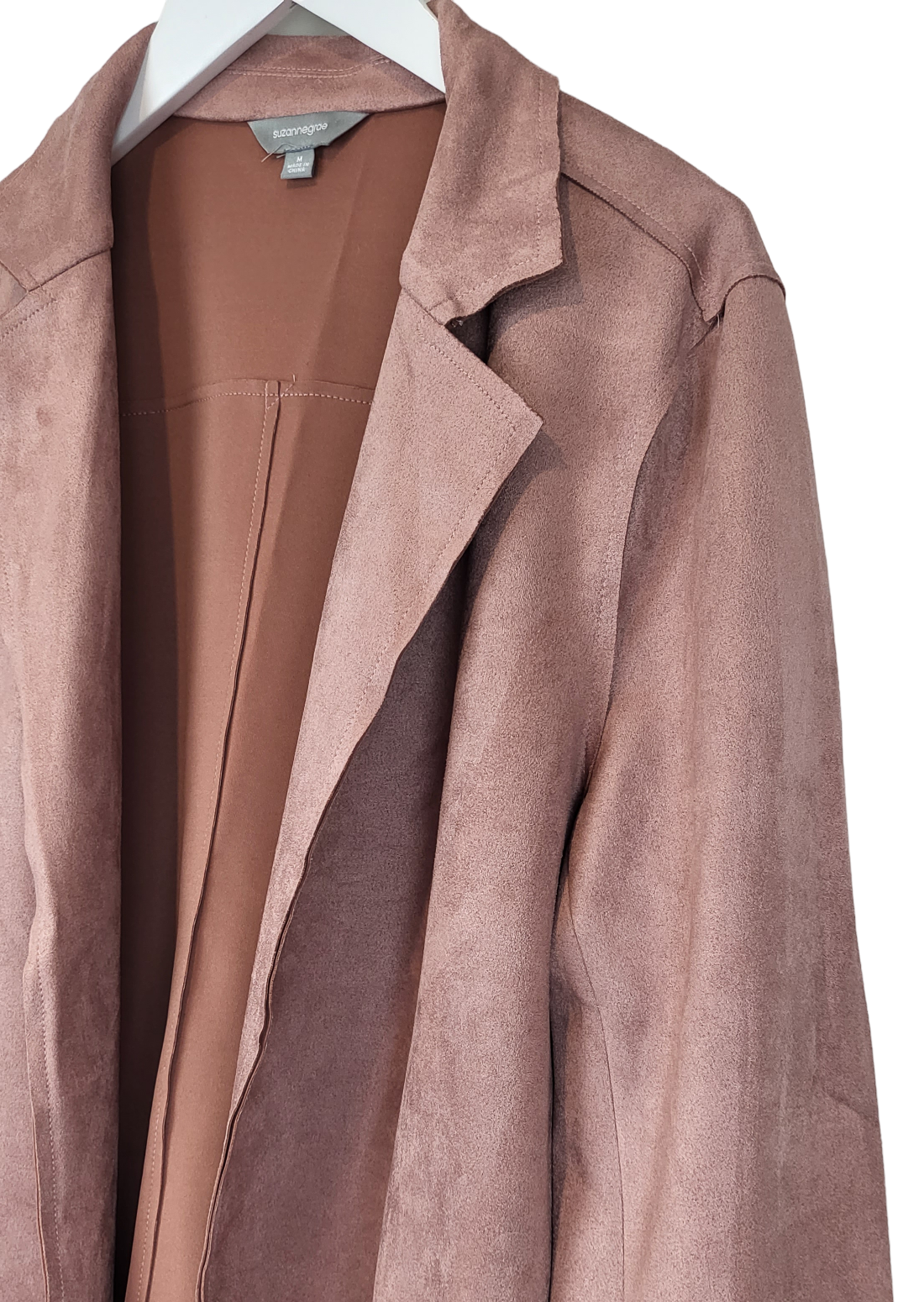 Pink Suede Look Coat, side front