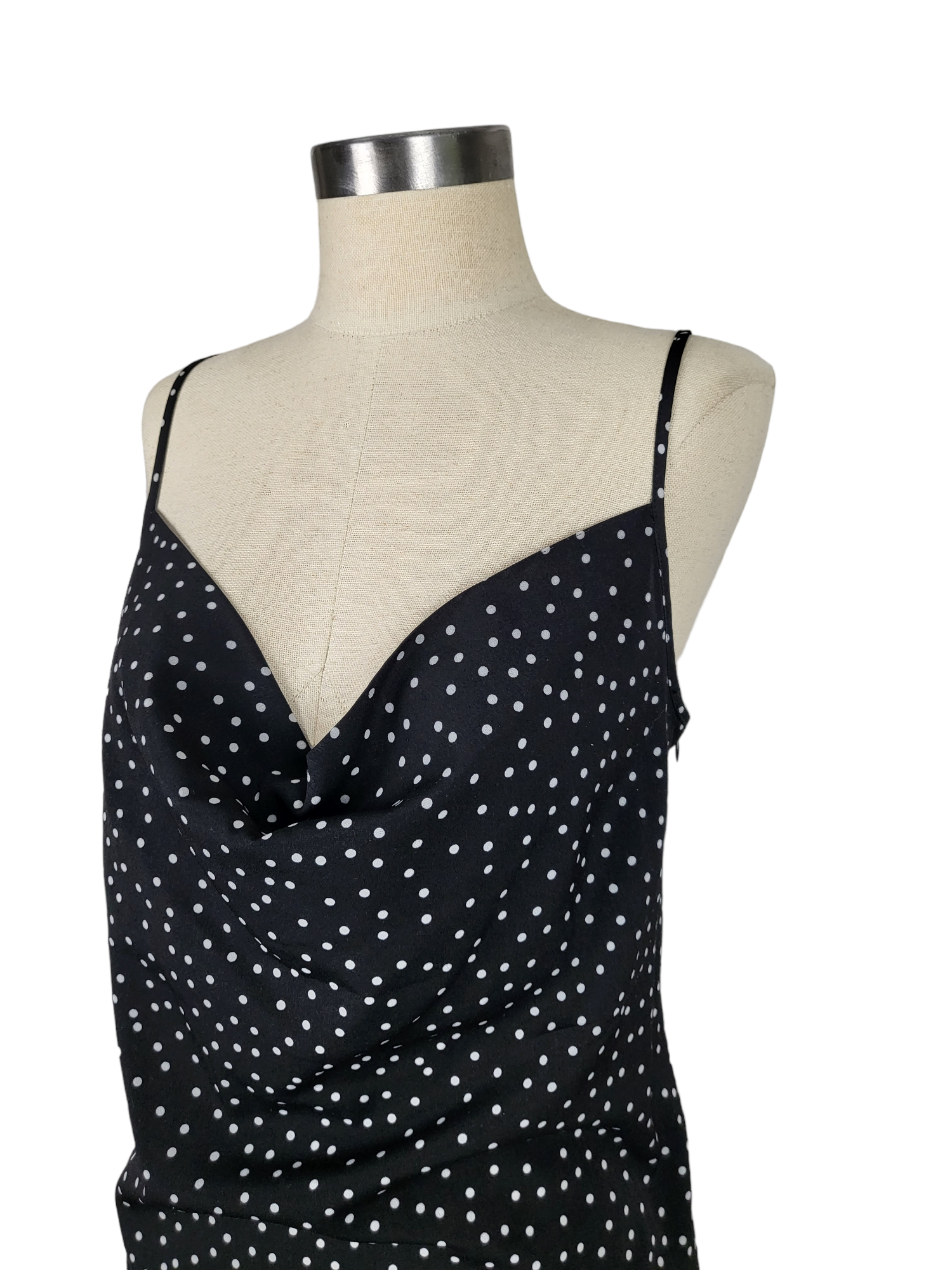 Polka Dot Cowl Slip Dress, side front