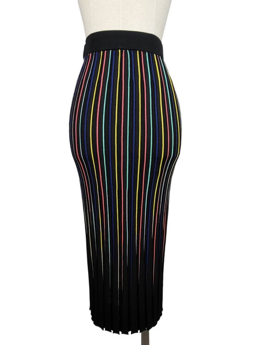 Rainbow Flared Knit Midi Skirt, front