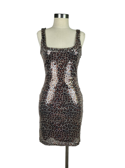 Sequin Leopard Mini Dress, front