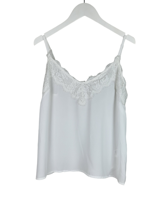 White Lace Detail Cami Top, front hanging