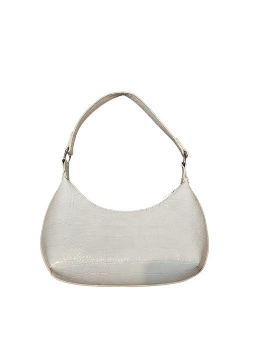 White Rounded Hand Bag, flat lay