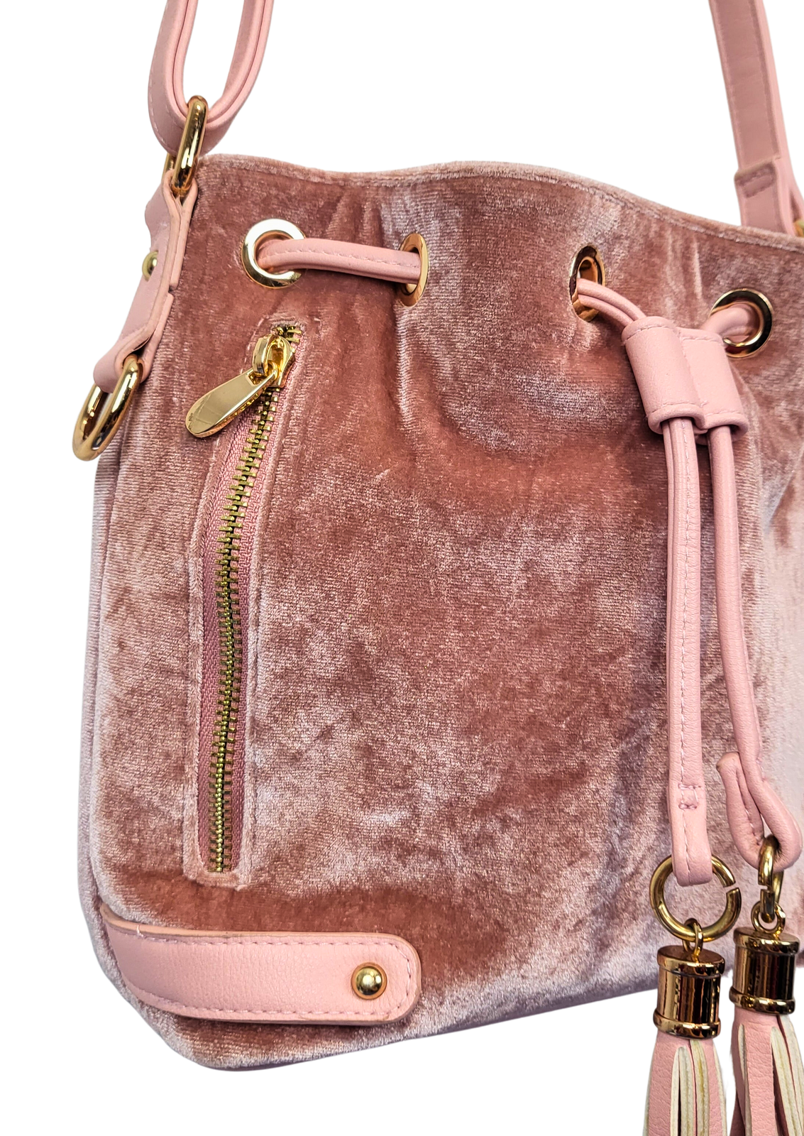 Pink Velvet Bucket Bag