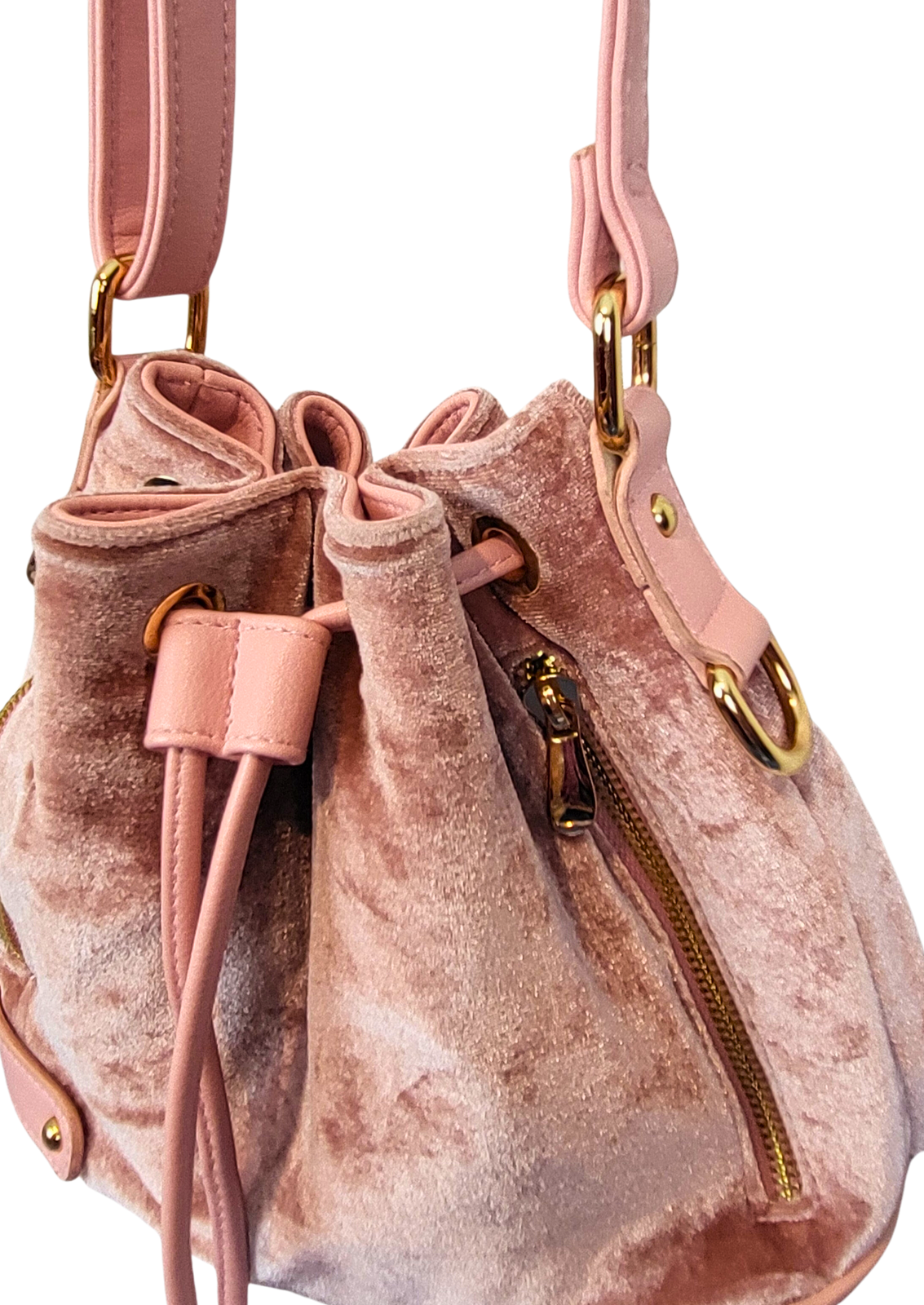 Pink Velvet Bucket Bag