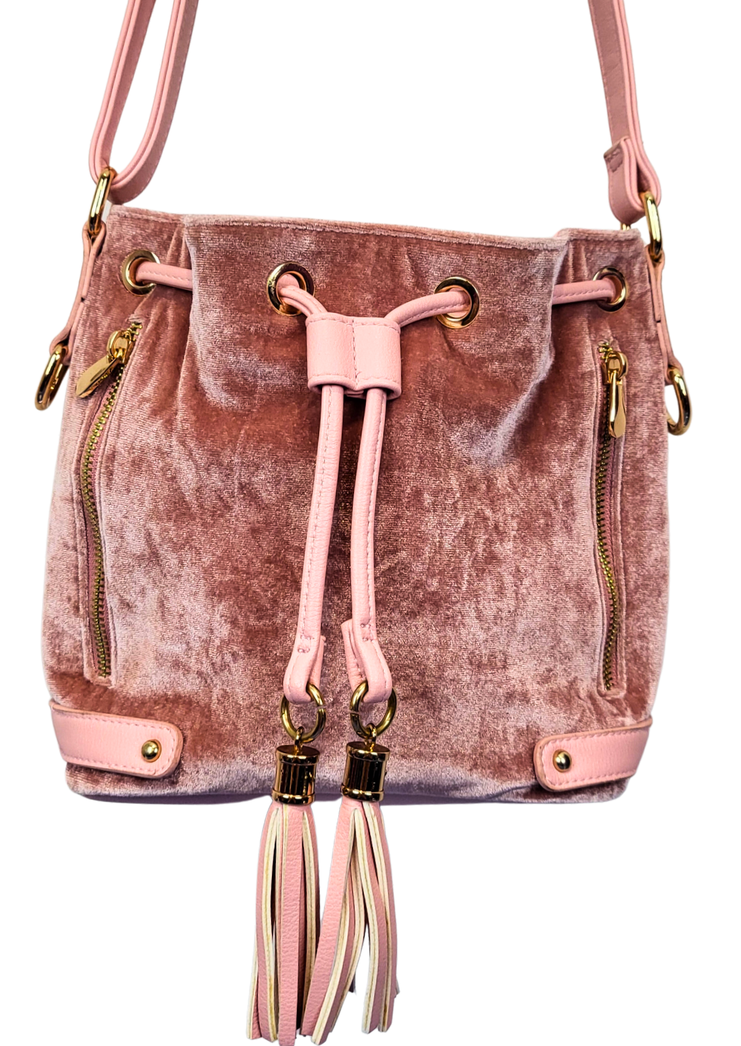 Pink Velvet Bucket Bag