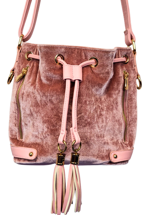 Pink Velvet Bucket Bag